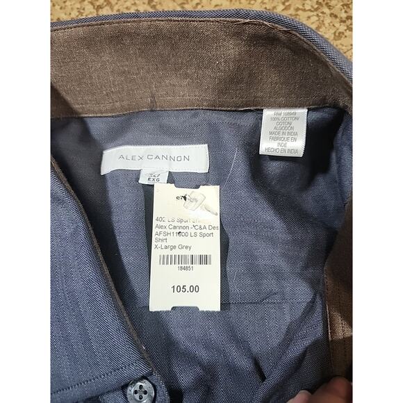 NWT Alex Cannon Sauvignon Long Sleeve Dress Shirt XL Midnight Grey MSRP $105 - Picture 6 of 10